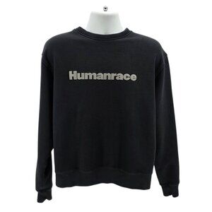 Adidas X Pharrell HumanRace Mens Large Sweatshirt Pullover Black Spell Out Crew